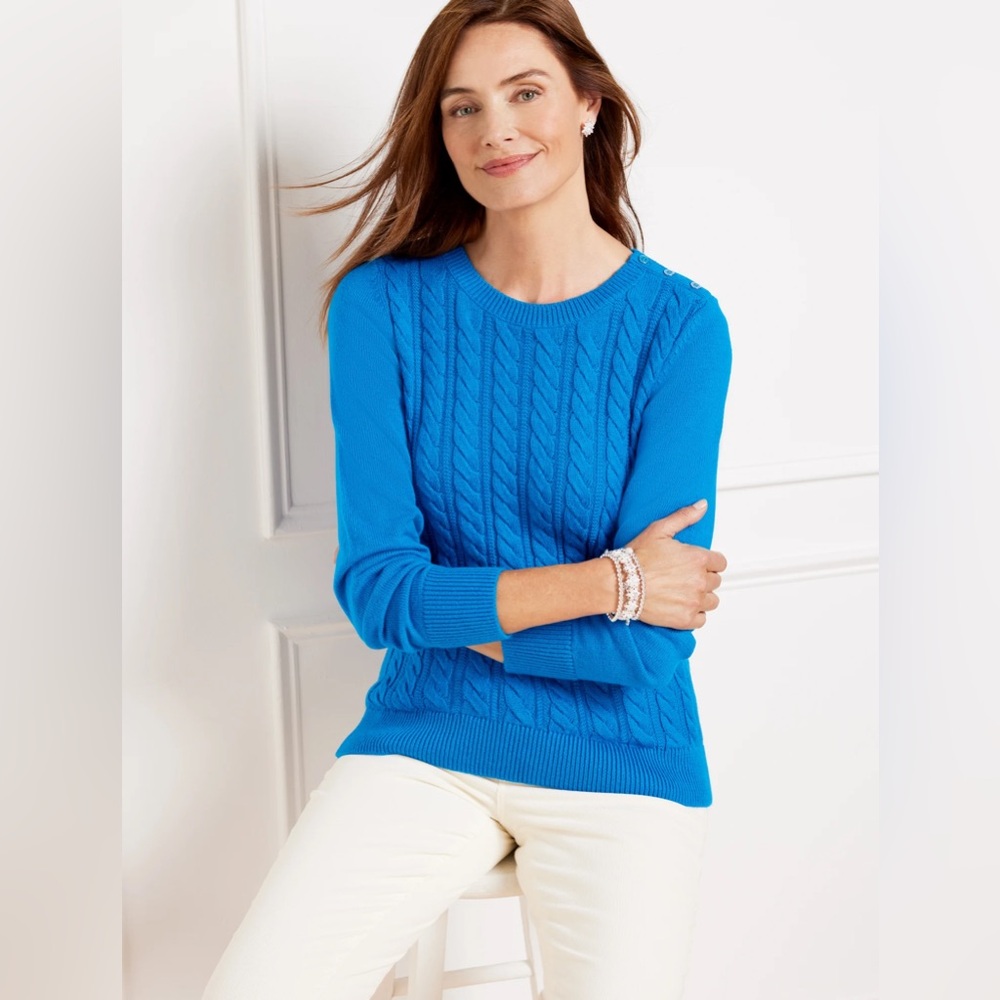 Talbots women’s blue crewneck sweater SP